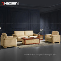 HAOSEN Luxury european office/home sectional sofa Genuine leather sofa set and wooden coffee\Tea table (s039,Buff,Real Leather)